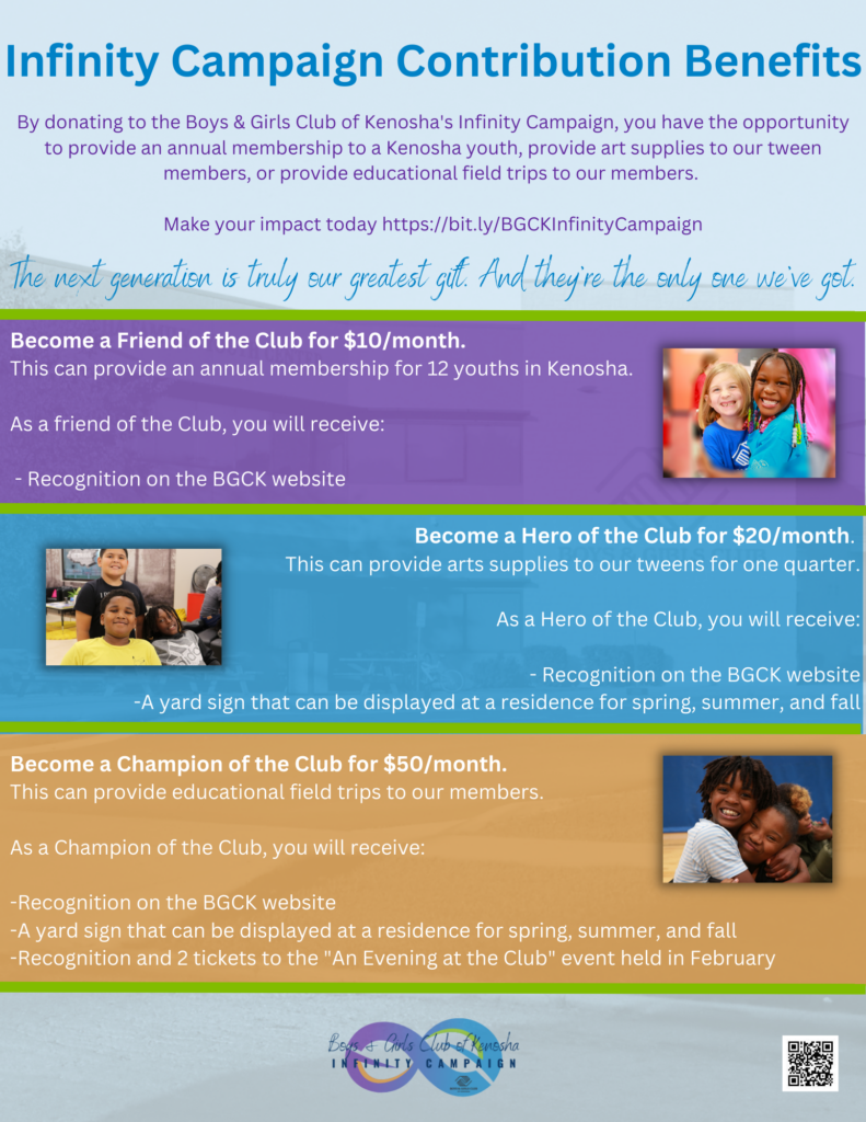 Infinity Campaign Contribution Benefits - Boys & Girls Club Of Kenosha